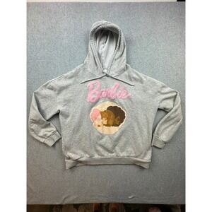 Barbie Womens Chenille Logo Graphic Hoodie Grey XL Isaac Morris Ltd Sweatshirt